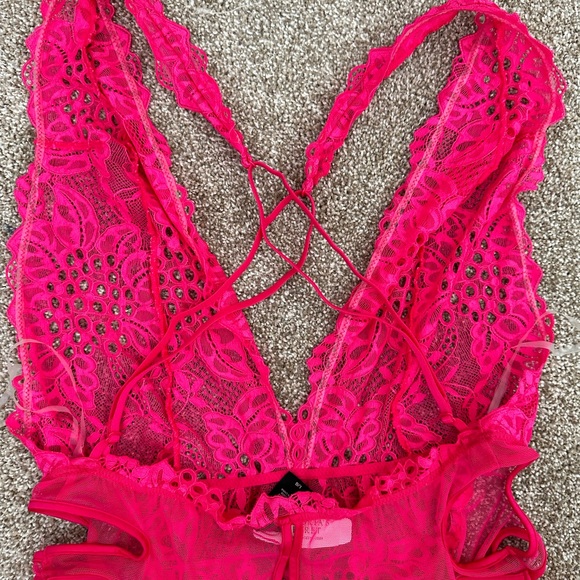 New NWT Victoria’s Secret Very Sexy, Lace Cut Out, Bright Pink, Teddy, Lingerie - Picture 7 of 8